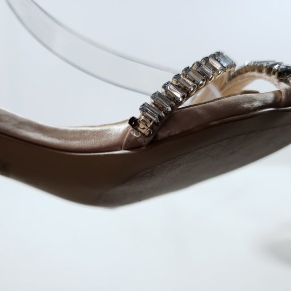 Jewel Badgley Mischka Joanne Embellished Block Heel Sandal - Champagne 5M - Picture 4 of 5